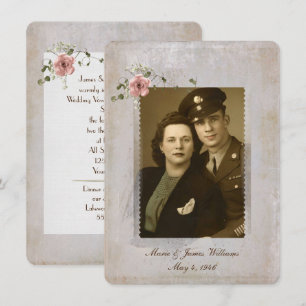 Invitation Cadre photo Vow Renewal et bouquet de rose