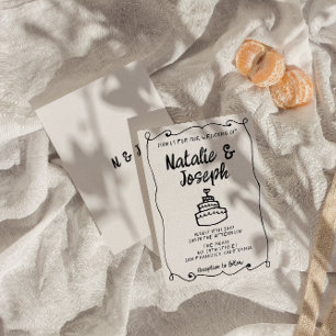 Invitation Cadre rétro de gâteau à main moderne Mariage uniqu