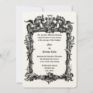 Invitation Cadre Rococo baroque avec Mariage Rocaille Volutes