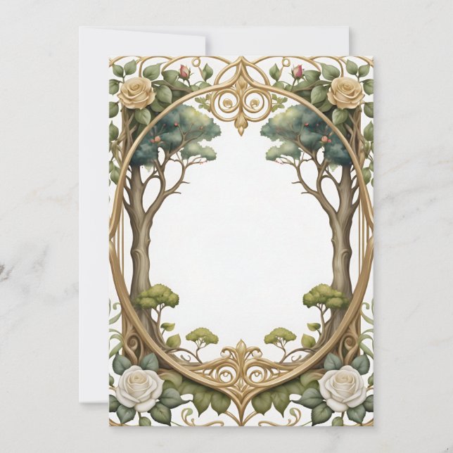 Invitation cadre romantique avec arbres et roses pour un mari (Devant)