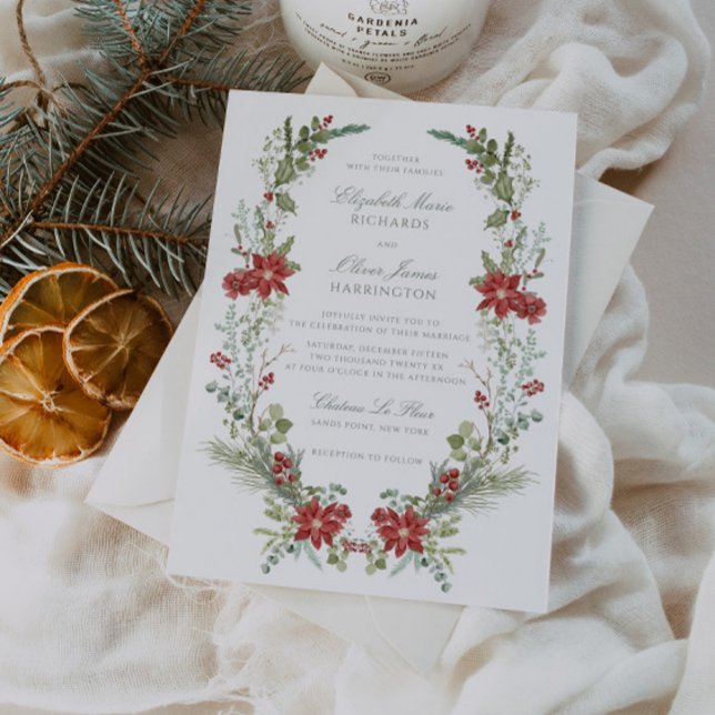 Invitation Cadre romantique de verdure d'hiver Mariage (Créateur téléchargé)