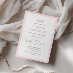 Invitation Cadre Rose Pâle Minimaliste pour Fille pour Cérémo