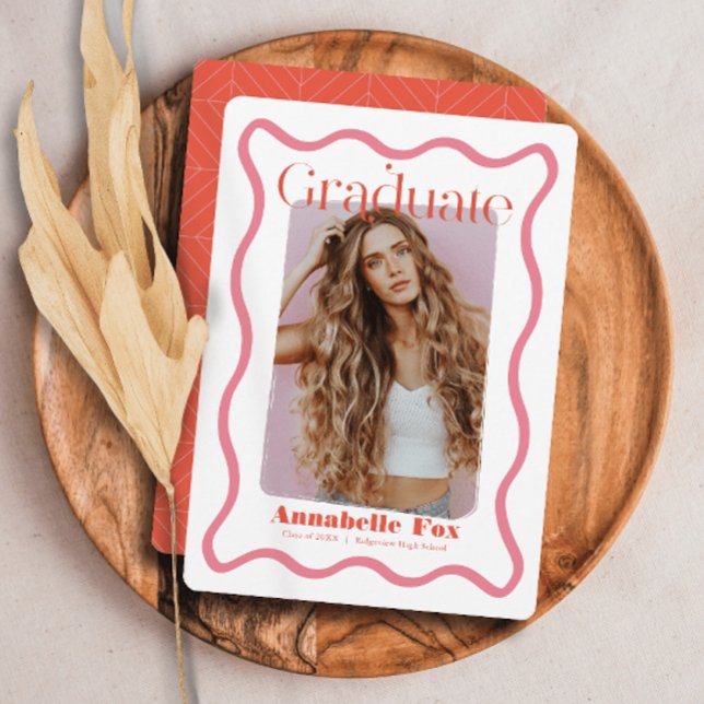 Invitation Cadre rose Vavy Trendy Photo Graduation (Créateur téléchargé)
