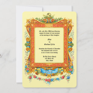 Invitation Cadre Roulé Coloré Rétro de l'Ère Victorienne Orné