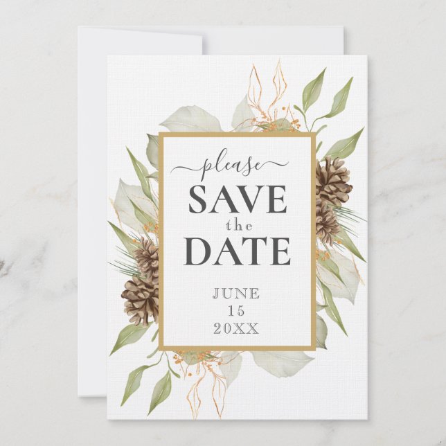 Invitation Cadre rustique en pin blanc ENREGISTRER LA DATE (Devant)