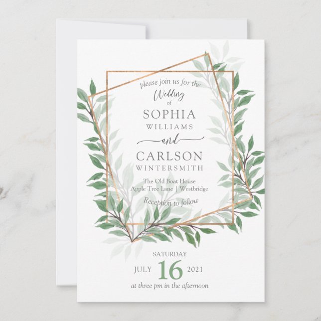 Invitation Cadre rustique Summer Greenery, (Devant)