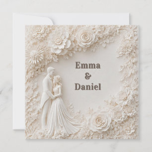 Invitation 🤍 Cadre silhouette de mariage floral ivoire 🤍