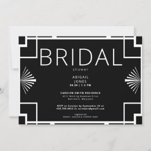 Invitation Cadre simple Art Déco noir et blanc pour Baby Show