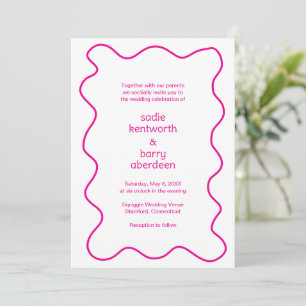 Invitation Cadre simple de Squiggle Magenta Mariage moderne