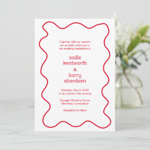 Invitation Cadre simple Red Squiggle Mariage moderne