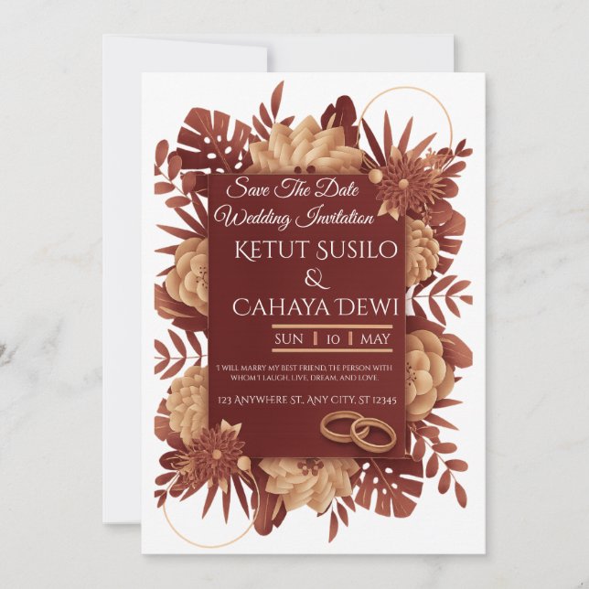 Invitation Cadre union or rose de Bourgogne (Devant)