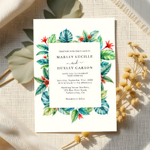 Invitation Cadre vert tropical moderne Mariage d'été