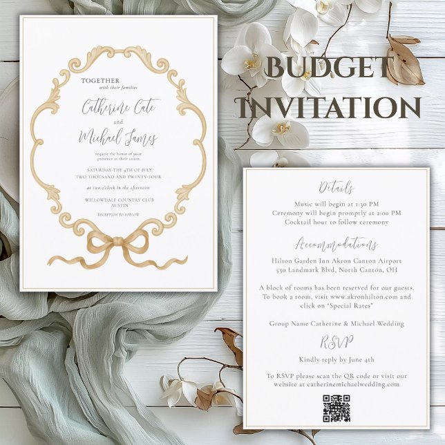 Invitation Cadre Vintage Budget Mariage élégant (Créateur téléchargé)