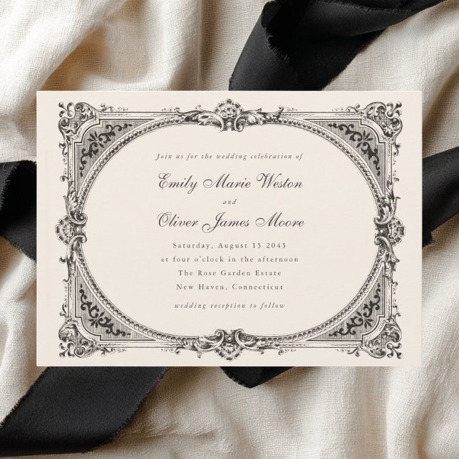 Invitation Cadre Vintage Élégant Formel Mariage (Créateur téléchargé)