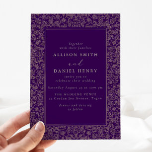 Invitation Cadre vintage élégant Mariage Violet