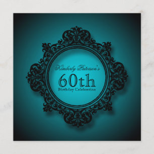 Invitation Cadre vintage en Bleu - 60e anniversaire