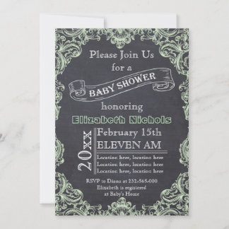 Invitation Cadre vintage et tableau noir vert