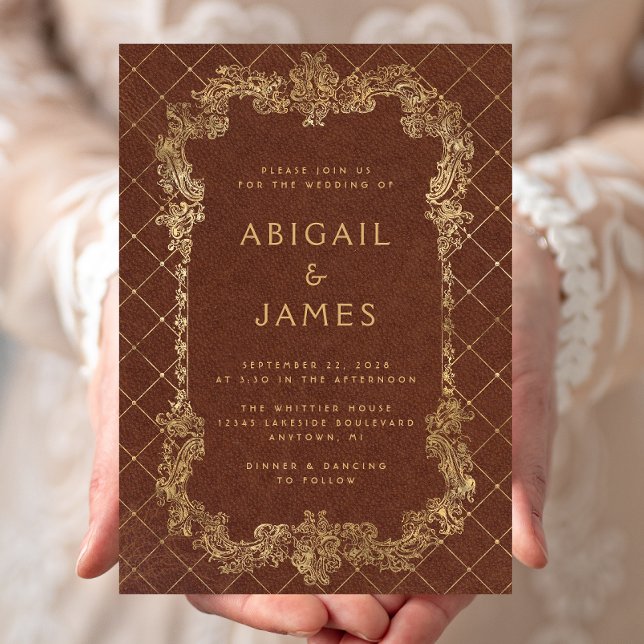 Invitation Cadre Vintage Rust Or Mariage (Créateur téléchargé)