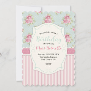 Invitation Cadre Vintage Shabby Chic Roses