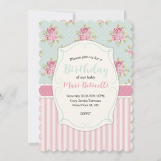 Invitation Cadre Vintage Shabby Chic Roses
