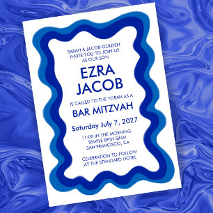 Invitation Cadre Wavy Frame Moderne Chic Bat mitzvah de barre