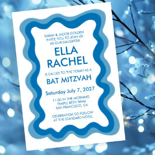 Invitation Cadre Wavy Frame Moderne Chic Bat mitzvah de barre