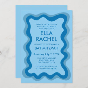 Invitation Cadre Wavy Frame Moderne Chic Bat mitzvah de barre