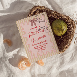 Invitation Cadres Bow Peint À La Main Stripes Amusant Anniver