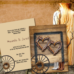 Invitation Cadres de brindilles de mariage occidental, bottes