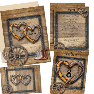 Invitation Cadres de brindilles de mariage occidental, bottes