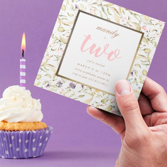 Invitation Cadres or Fleur sauvage Boho de printemps Pampas A (Créateur téléchargé)