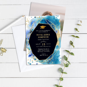 Invitation Cadres Or Luxe Diplôme Photo Personnalisé