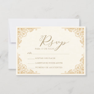 Invitation Cadres Or Ornate Nuestra Boda Mariage RSVP