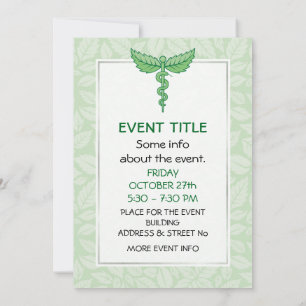 Invitation Caduceus avec arrière - plan feuille