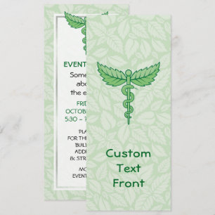 Invitation Caduceus avec arrière - plan feuille