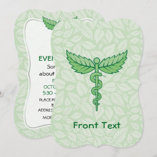 Invitation Caduceus avec arrière - plan feuille