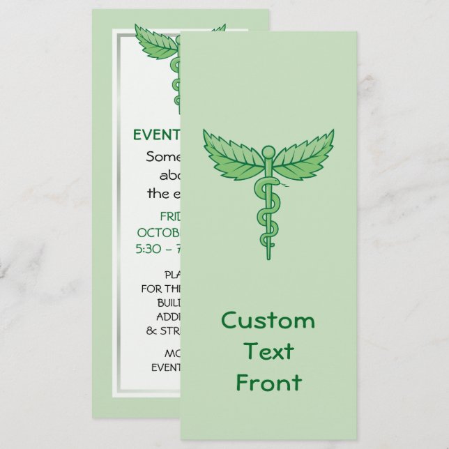 Invitation Caduceus avec feuilles (Devant / Derrière)