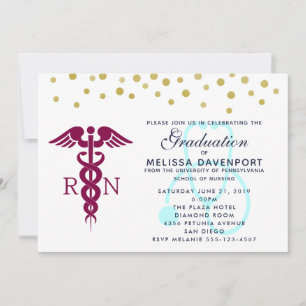 Invitation Caduceus élégant et Stethoscope Infirmière