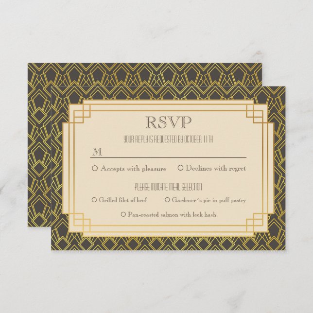 Invitation Café Art déco rsvp (Devant / Derrière)
