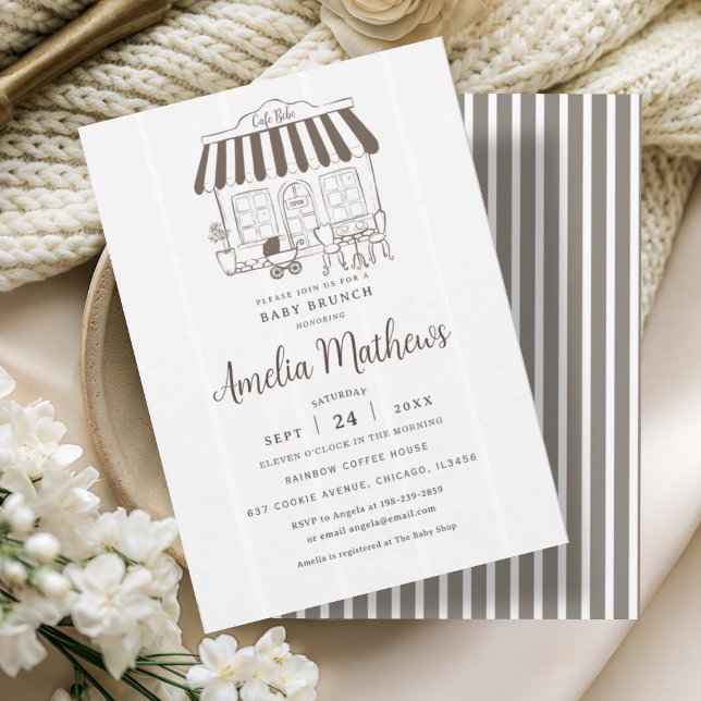 Invitation Cafe Bebe Baby Brunch de Style Parisien (Créateur téléchargé)