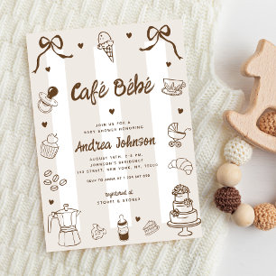 Invitation Café Bébé Baby Shower au café dessiné à la main