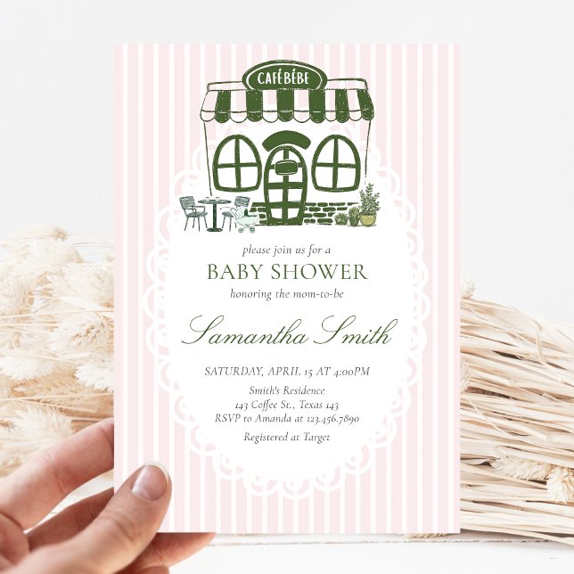 Invitation Cafe Bebe Baby Shower Café (Baby is Brewing Coffee Cafe Bebe Baby Shower Invitation)