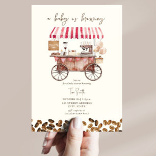 Invitation Café Bébé brasse Baby shower rouge neutre