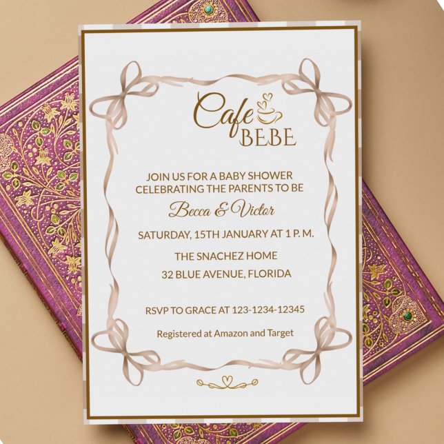 Invitation Cafe Bebe Coffee Baby Shower Français (Créateur téléchargé)