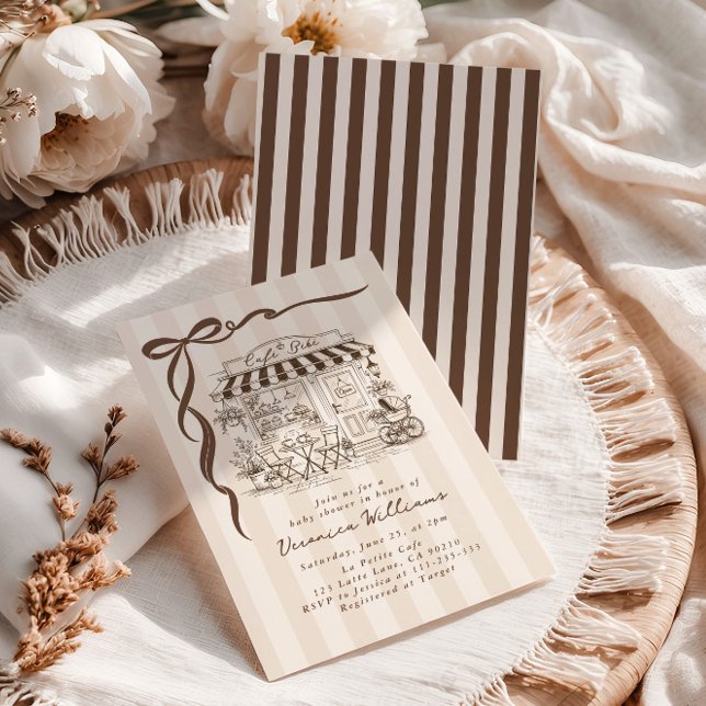 Invitation Cafe Bebe Fete de Naissance Arc-en-ciel Marron Gen (Créateur téléchargé)