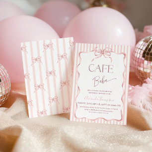 Invitation Cafe Bebe Fille Arc-en-ciel Rose Rétro Tasse à caf