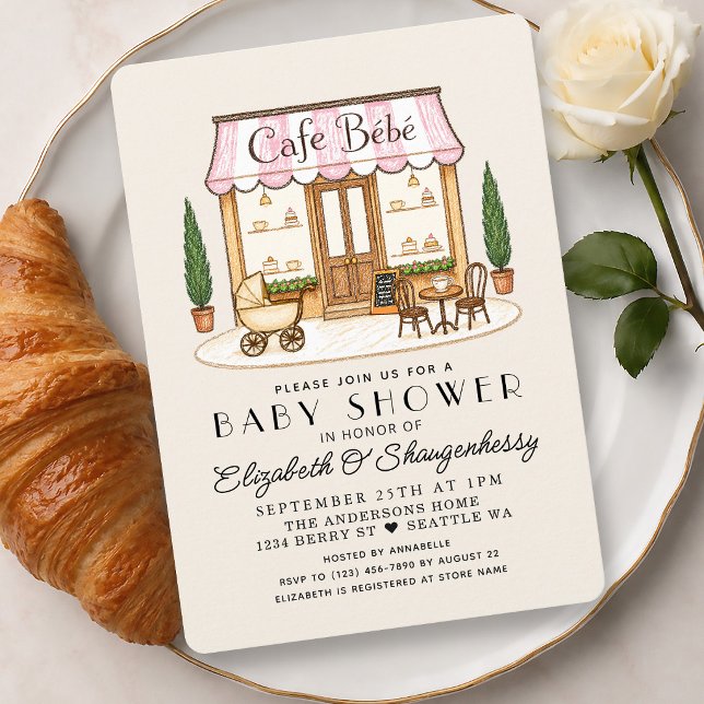 Invitation Café Bébé Fille de Paris Baby Shower (Créateur téléchargé)