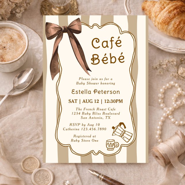 Invitation Cafe Bebe French Coffee Shop Themed Baby Shower (Créateur téléchargé)