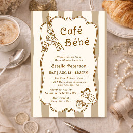 Invitation Cafe Bebe Parisian Coffee Shop Themed Baby Shower