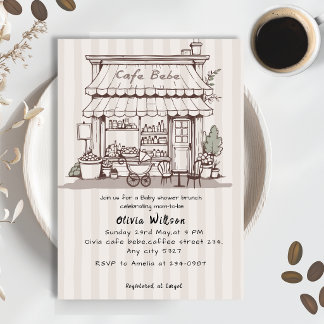 Invitation Cafe Bebe Thème café Baby shower genre neutre